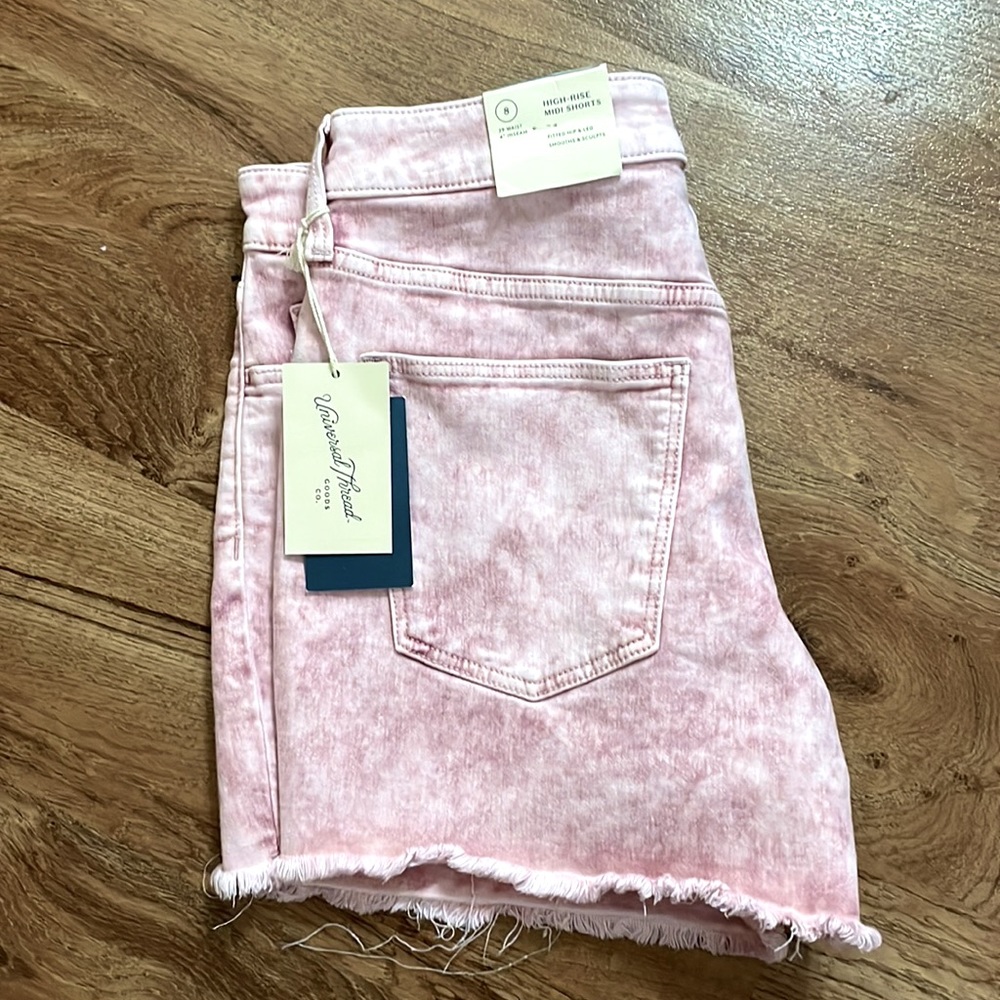 Pink Midi High Rise Shorts NWT
